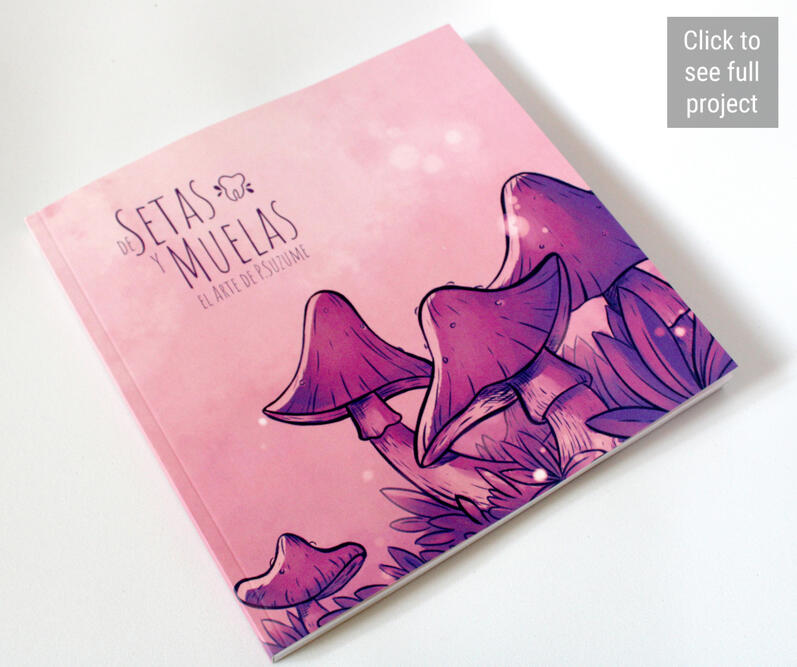 "De setas y muelas" artbook - editorial layout - open to see full project