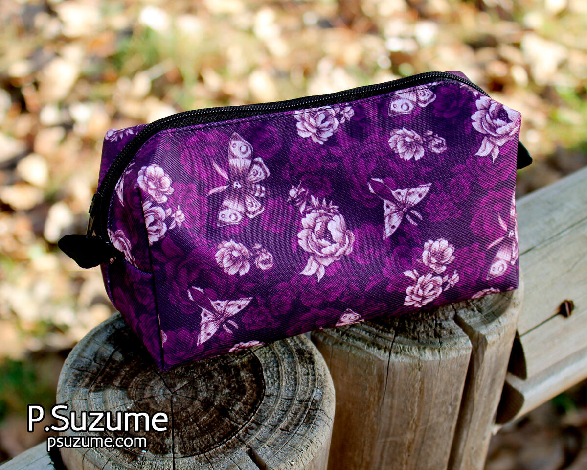 Moths and flowers pattern pencil case